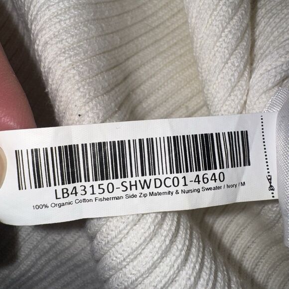 Quince White Organic Cotton Fisherman Side Zip Maternity Nursing Sweater Medium - Picture 7 of 9